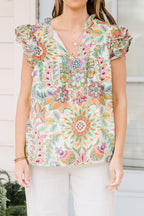Let's Go On A Walk Top, Green Paisley