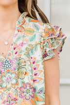 Let's Go On A Walk Top, Green Paisley