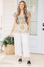 Let's Go On A Walk Top, Green Paisley