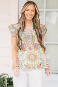 Let's Go On A Walk Top, Green Paisley