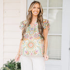 Let's Go On A Walk Top, Green Paisley