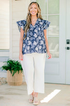 Let's Go On A Walk Top, Navy-White
