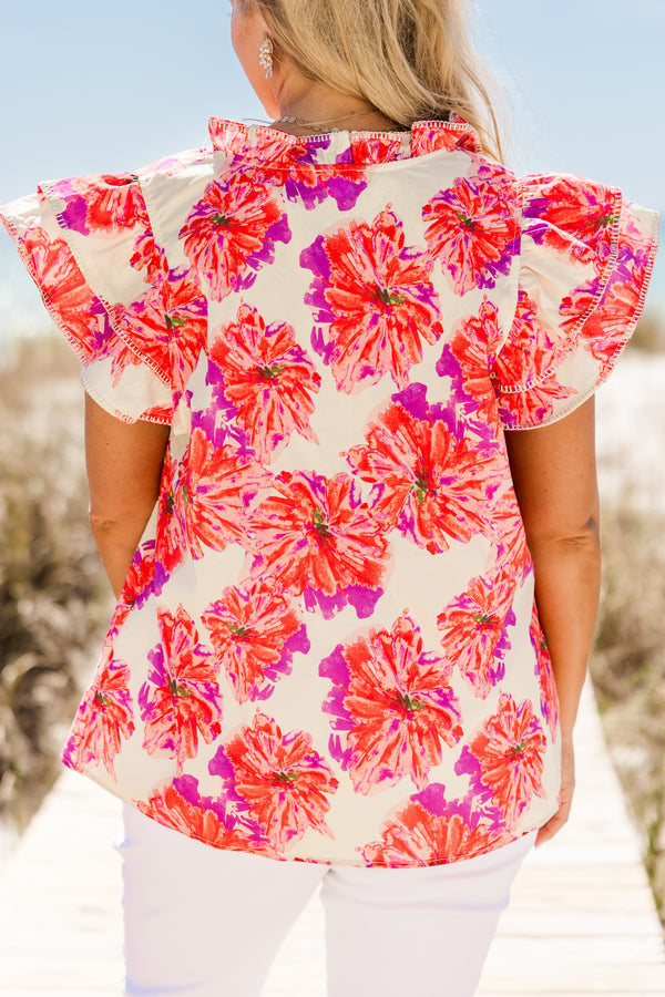 Let's Go On A Walk Top, Pink-Ivory