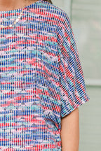 Let's Talk About It Top, Blau/Rot