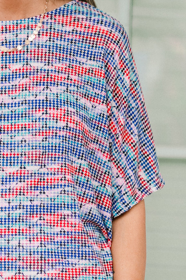 Let's Talk About It Top, Blau/Rot