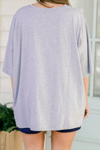 Liberty Leopard Boyfriend Tee, Heather Gray