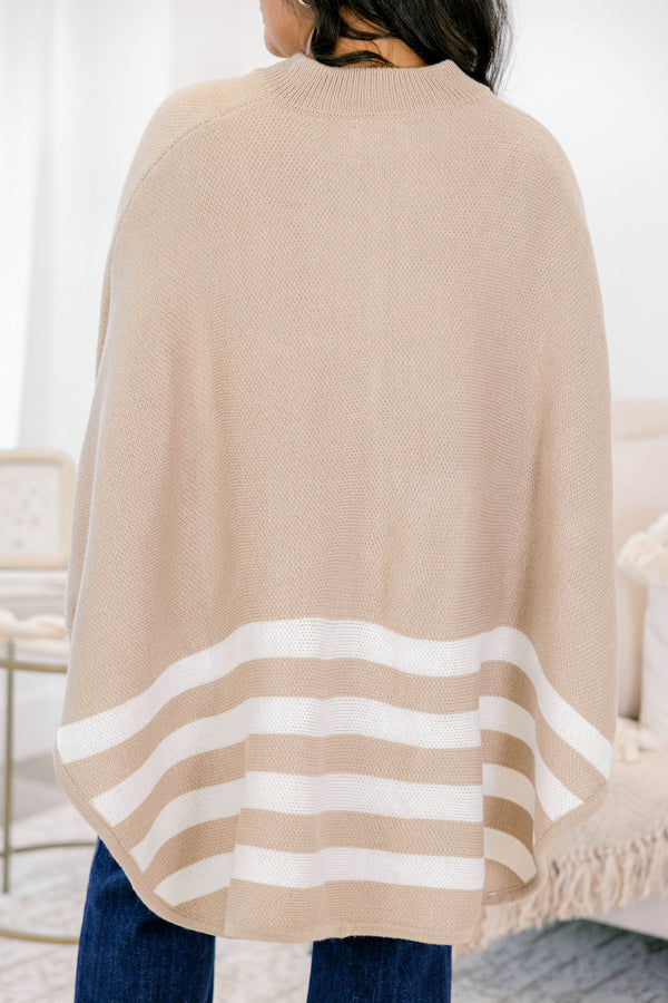 Living The Dream Poncho, Taupe