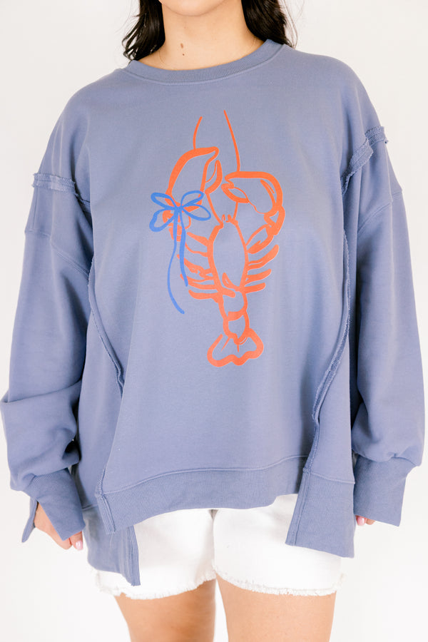 Lobster Lovin' Bequemes Crew-Sweatshirt, Denim