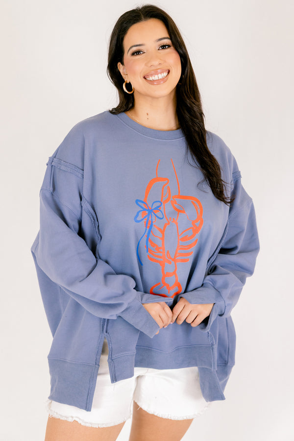 Lobster Lovin' Bequemes Crew-Sweatshirt, Denim