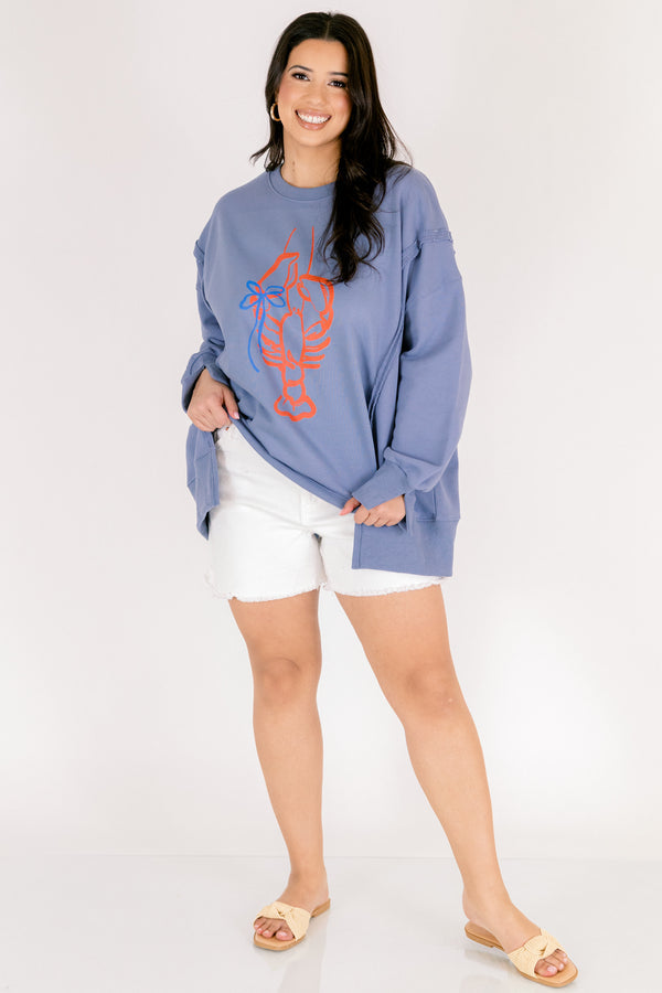 Lobster Lovin' Bequemes Crew-Sweatshirt, Denim