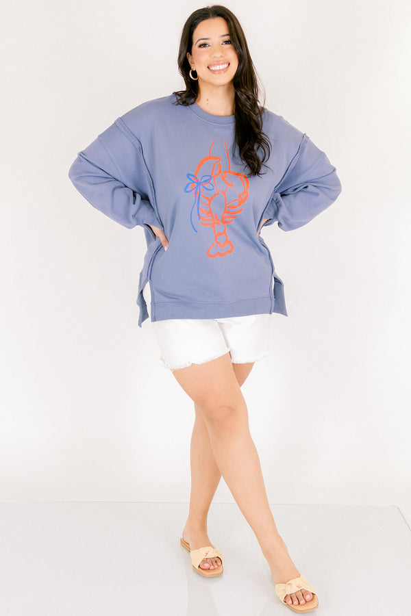 Lobster Lovin' Bequemes Crew-Sweatshirt, Denim