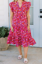 Love Grows Strong Midi Dress, Pink Floral