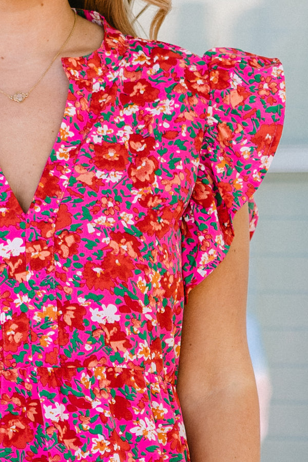 Love Grows Strong Midi Dress, Pink Floral