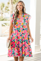 Love Grows Strong Midi-Kleid, Weiß Blumenmuster