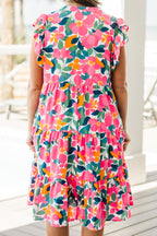 Love Grows Strong Midi-Kleid, Weiß Blumenmuster