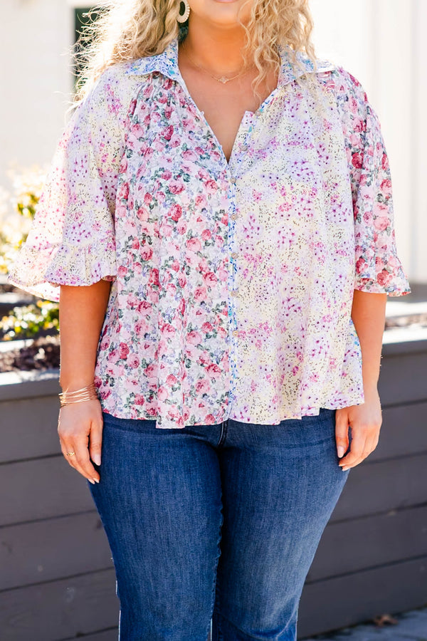 Love In Spring Top, Blau