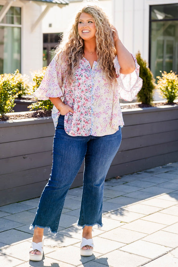 Love In Spring Top, Blau