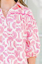 Love Is All Around Blouse, Pink-Ivory