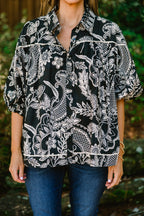 Bluse Love Is All Around, Schwarzes Paisley