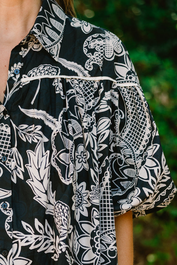 Bluse Love Is All Around, Schwarzes Paisley