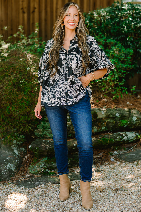 Bluse Love Is All Around, Schwarzes Paisley