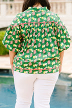 Love Is All Around Blouse, Green-Pink