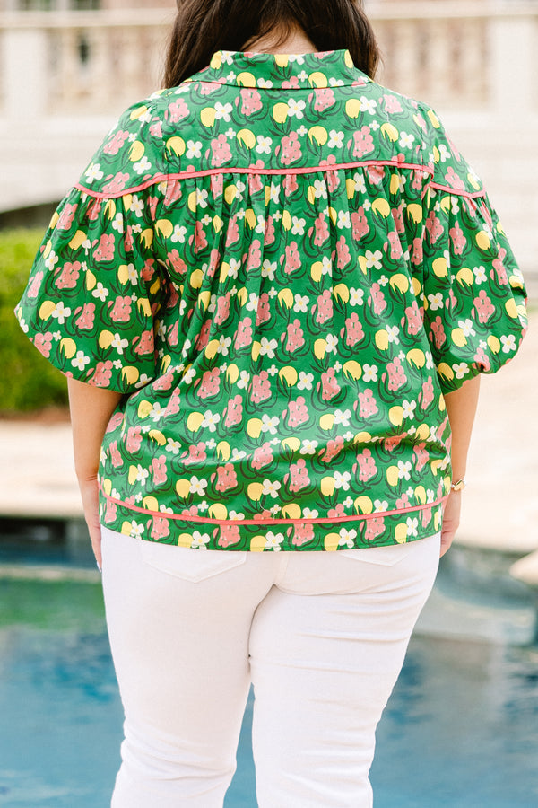 Love Is All Around Blouse, Green-Pink