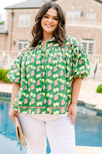 Love Is All Around Blouse, Green-Pink