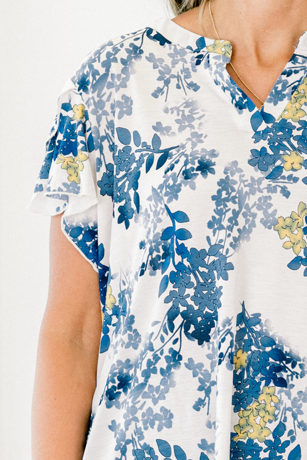 Lovely And Me Top, Ivory-Denim