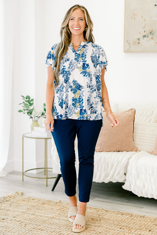 Lovely And Me Top, Ivory-Denim