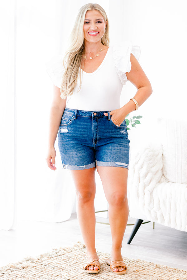 Lovely Nights Shorts, Dark Wash