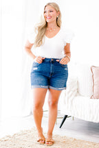 Lovely Nights Shorts, Dark Wash