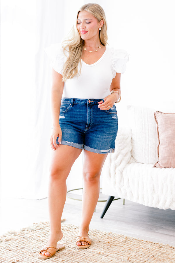 Lovely Nights Shorts, Dark Wash