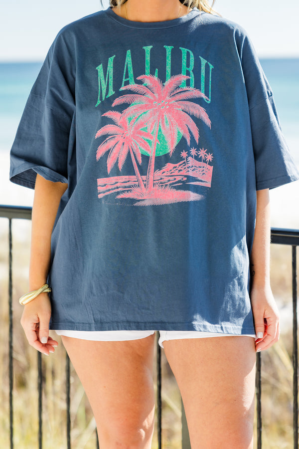 Malibu Babe Boyfriend T-Shirt, Marineblau