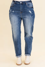 Matching Flames Jeans, Medium Wash