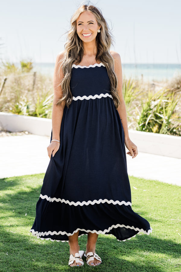 Mixed Feelings Dress, Navy