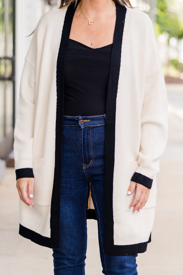Moonlight Waltz Cardigan, Cream/Black
