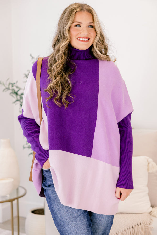 Mosaic Melody Sweater, Purple