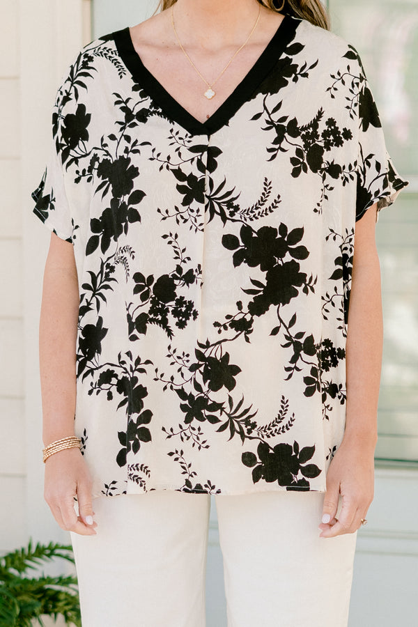 Motivated By You Top, Ivory-Black
