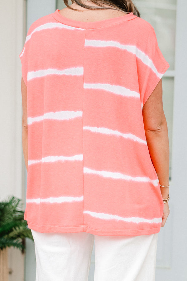 A Grand Throwback Top, Coral