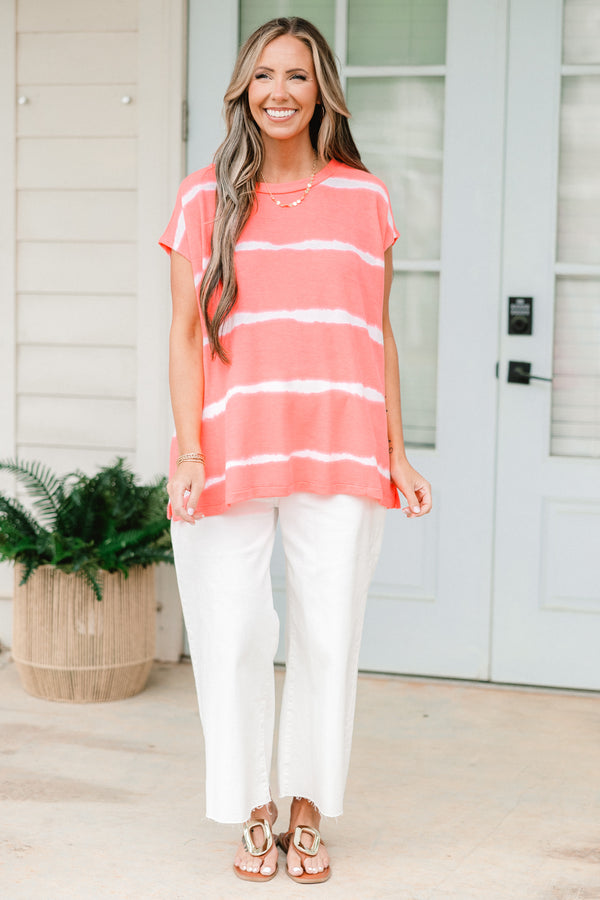 A Grand Throwback Top, Coral