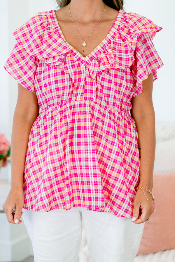 Babydoll-Top „My Wants And Needs“, Fuchsia