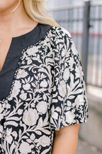 Nautical Breeze Top, Floral Black