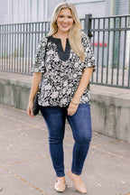Nautical Breeze Top, Floral Black