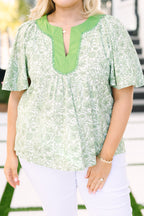 Nautical Breeze Top, Grün Blumenmuster