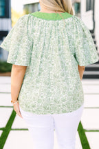 Nautical Breeze Top, Grün Blumenmuster