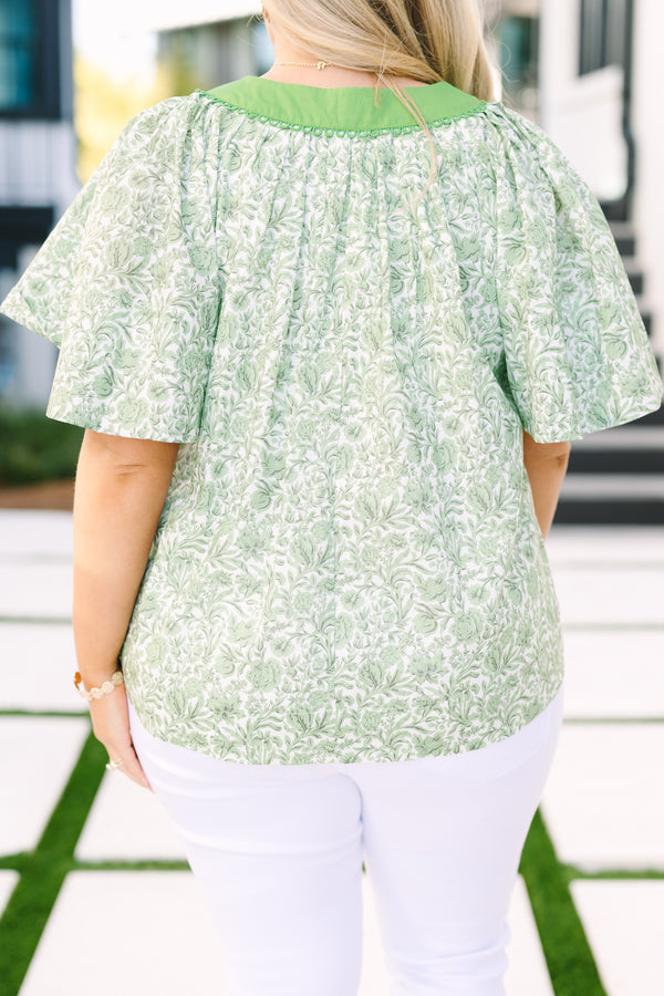 Nautical Breeze Top, Grün Blumenmuster