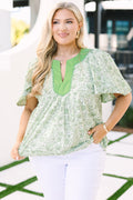 Nautical Breeze Top, Grün Blumenmuster