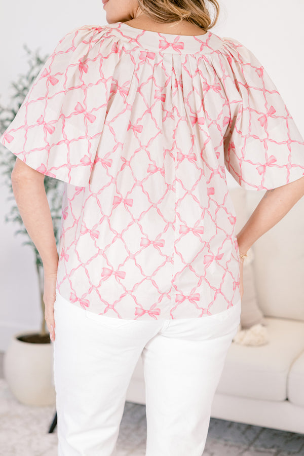 Maritim-Brise-Top, pinke Schleife