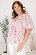 Maritim-Brise-Top, pinke Schleife